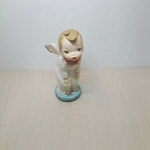 Napco‎ Angel Baby Figurine C395A 1956 Blue Base Cherub Vintage Ceramic